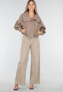 Beige Jeans met Wijde Pijpen