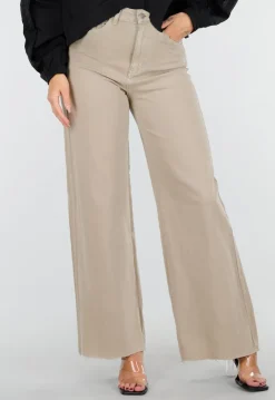 Beige Jeans met Wijde Pijpen