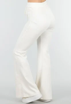 Beige Joggingbroek met Flared Pijpen en Elastische Taille