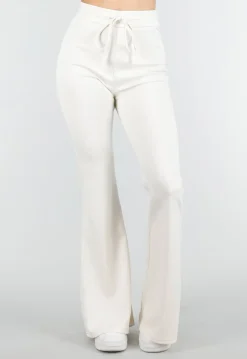 Beige Joggingbroek met Flared Pijpen en Elastische Taille