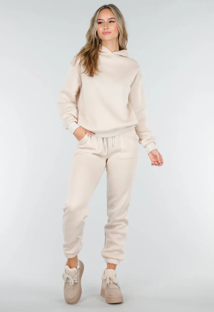 Beige Joggingpak met Hoodie