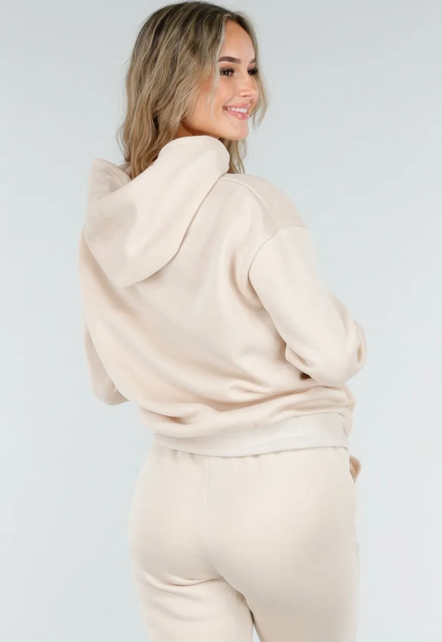 Beige Joggingpak met Hoodie
