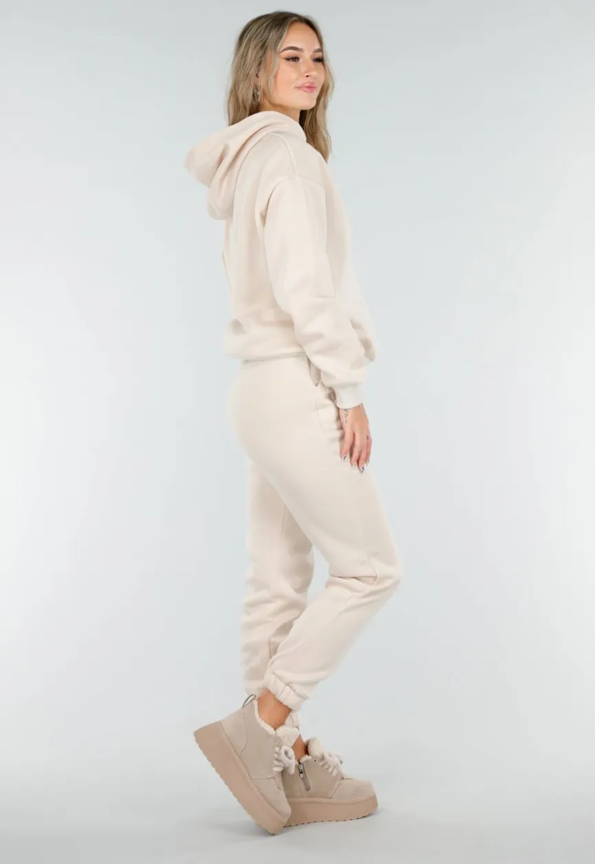 Beige Joggingpak met Hoodie