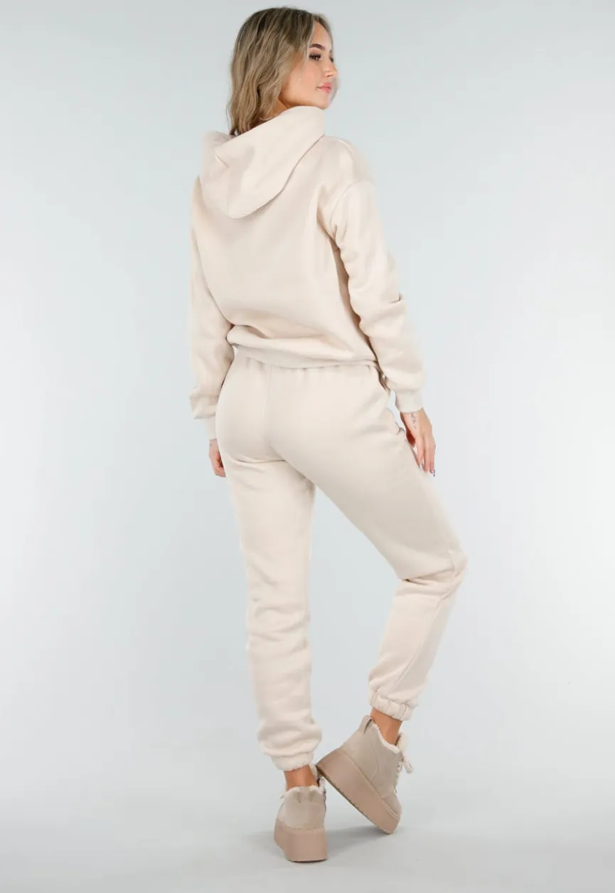 Beige Joggingpak met Hoodie