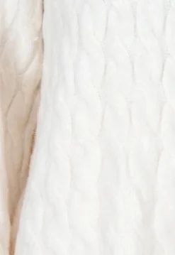 Beige Kabel Gebreide Trui met Lange Mouwen