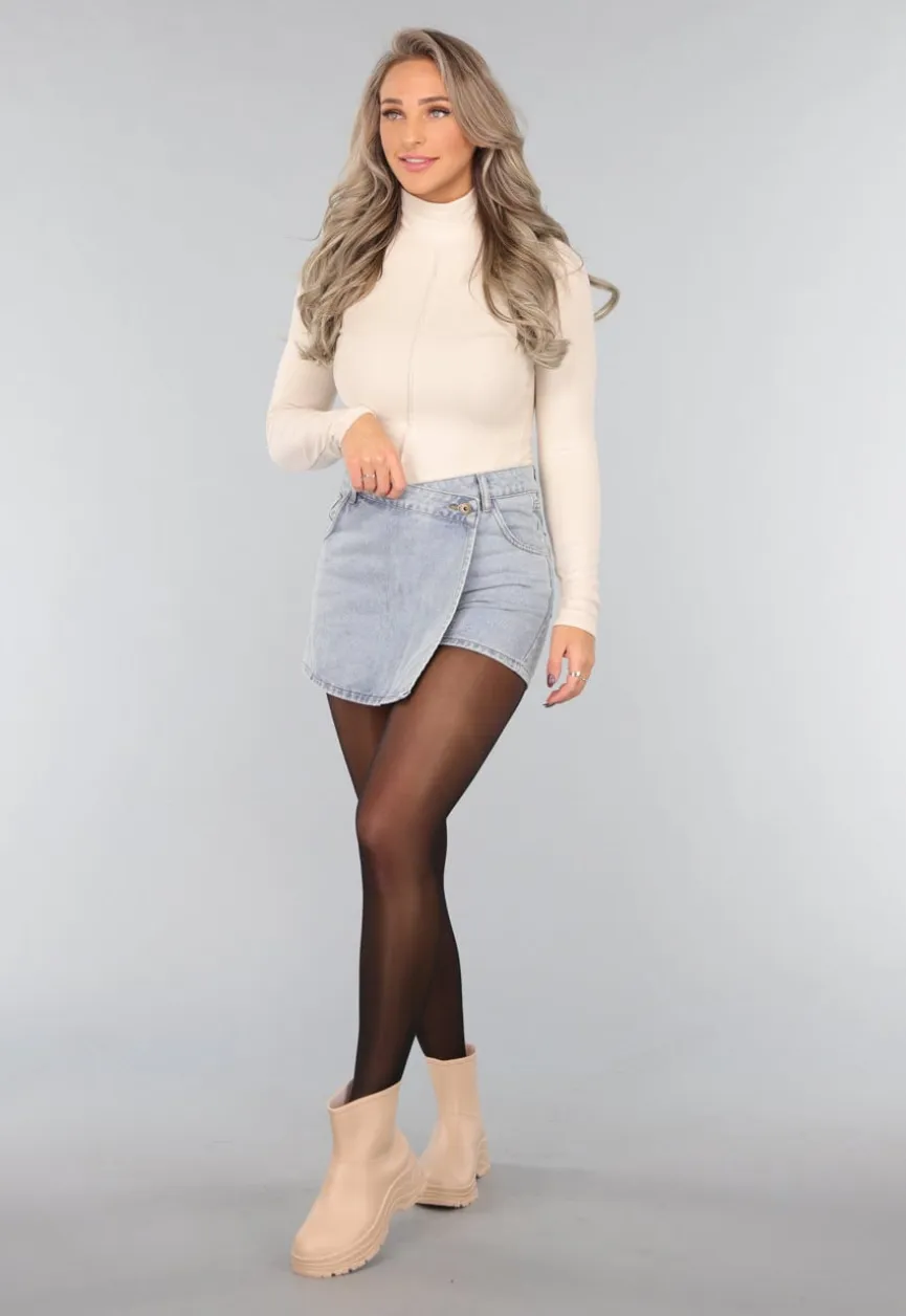Beige Korte Rubberlaarsjes met Grove Zool