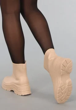 Beige Korte Rubberlaarsjes met Grove Zool