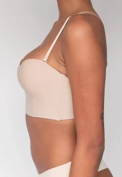 Beige Longline Push-Up Beugel BH met Afneembare Bandjes
