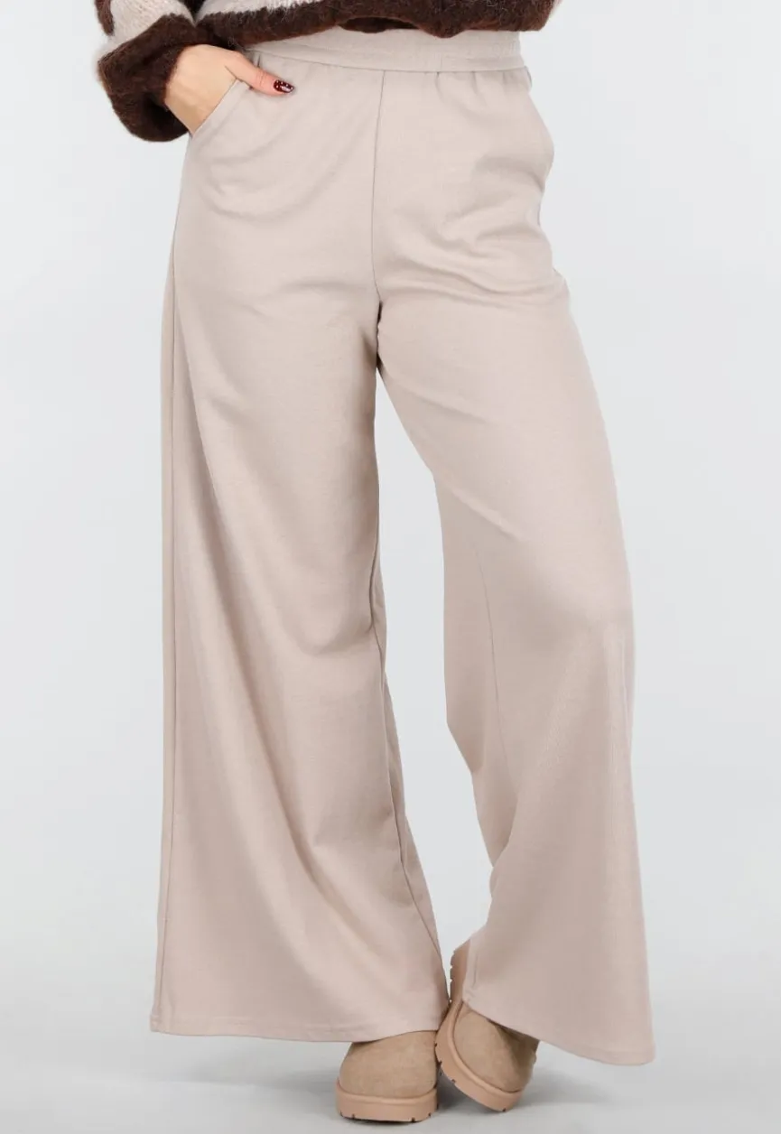 Beige Lounge Broek met Rechte Pijpen
