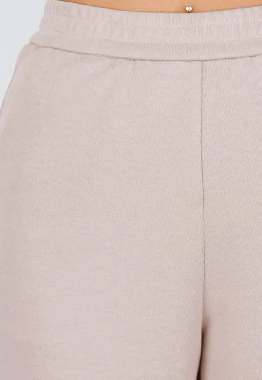Beige Lounge Broek met Rechte Pijpen