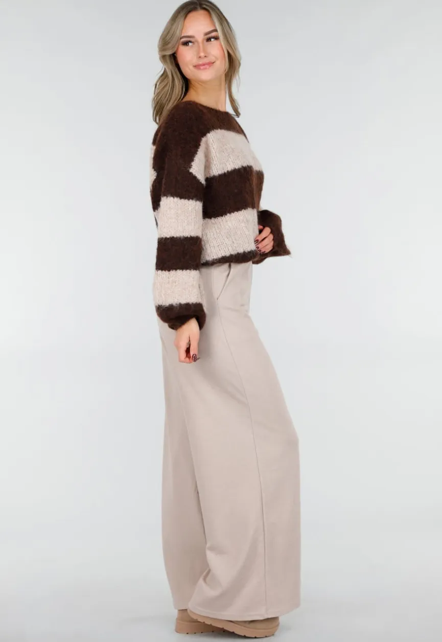Beige Lounge Broek met Rechte Pijpen