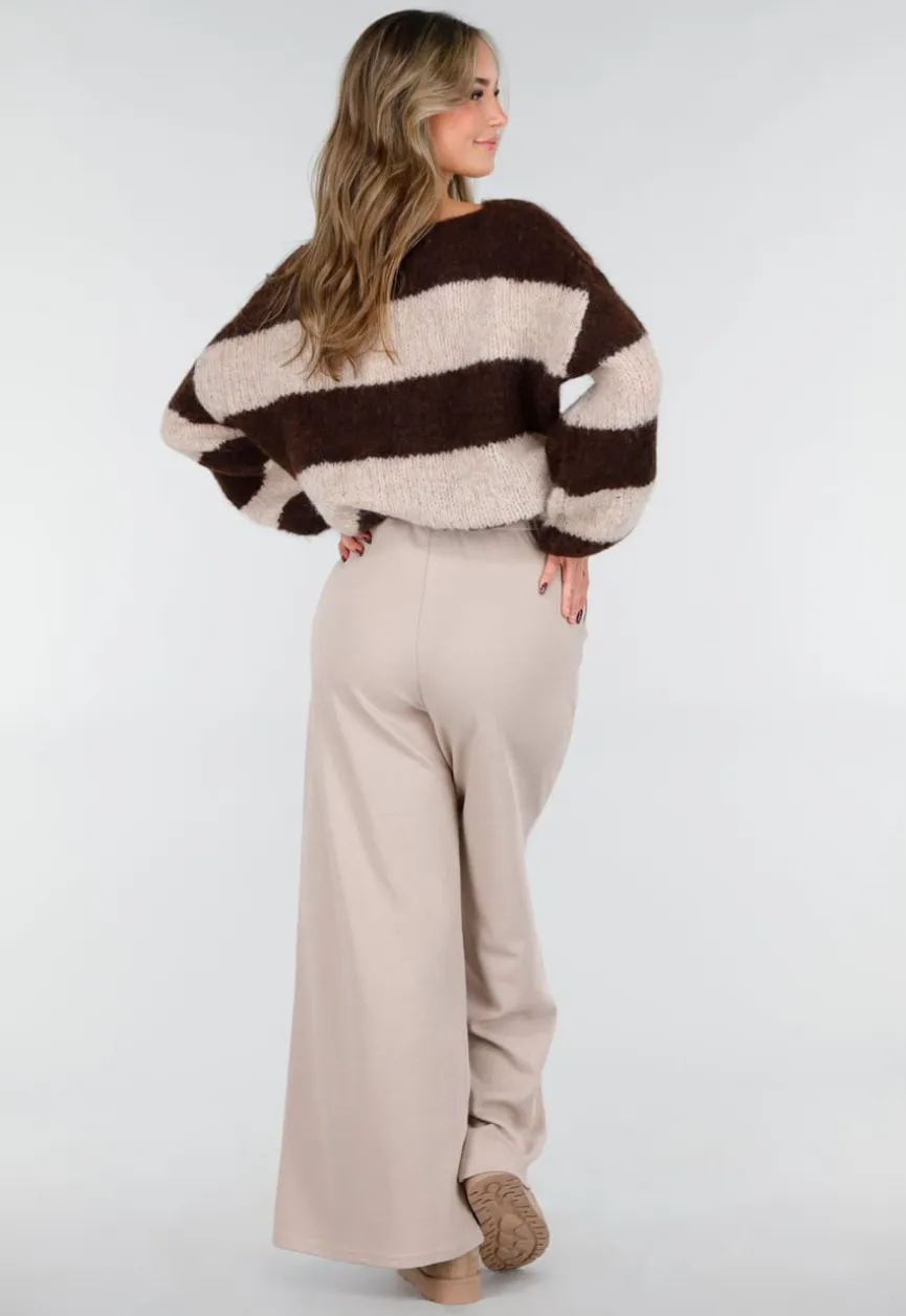 Beige Lounge Broek met Rechte Pijpen