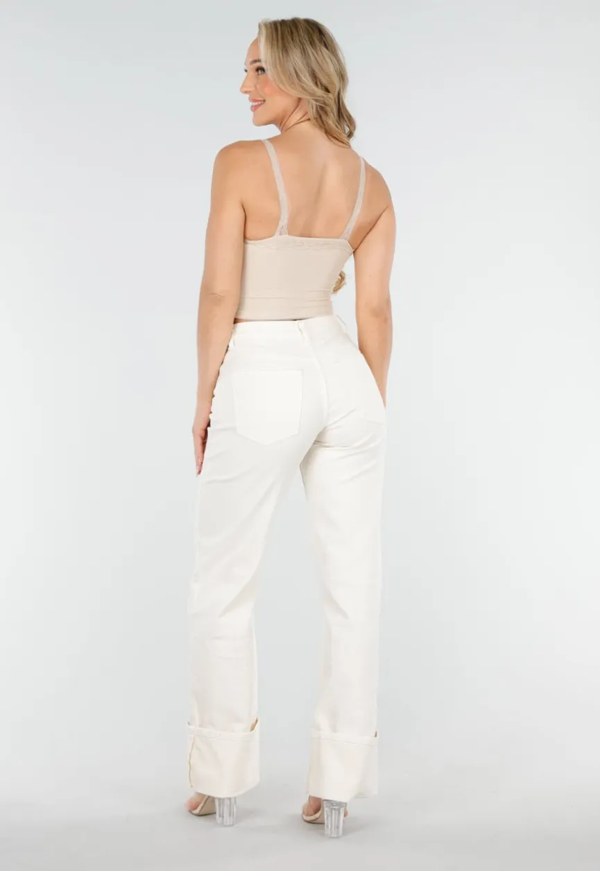 Beige Mesh Crop Top met Kant, V-Hals en Pads