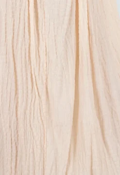 Beige Mousseline Maxi Jurk met Open Rug en Touwdetails