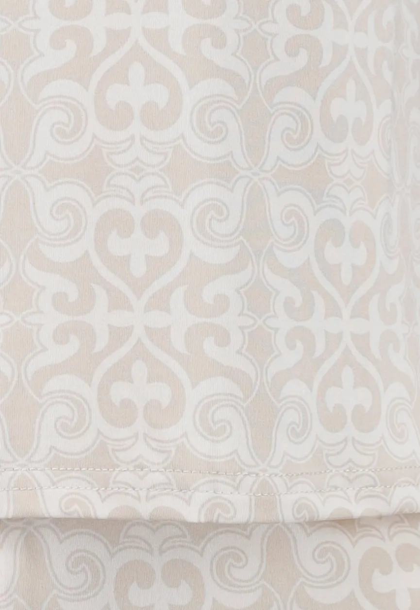 Beige Mouwloze Stretch Top met Schoudervulling en Ronde Hals