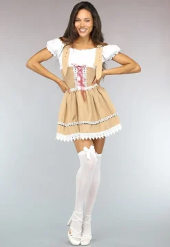 Beige Oktoberfest Jurk met Witte Top en Kantdetails