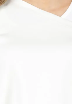 Beige One Shoulder Top met Ingewerkte Top en Stretch