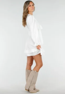 Beige Overlap Cowboylaarzen met Borduursel