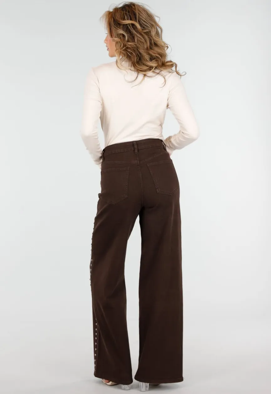 Beige Overslag Top met Lange Mouwen en Stretch
