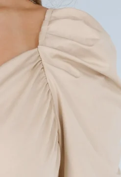 Beige Overslag Top van Stretchstof