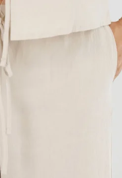 Beige 2-Piece Set met Wijde Broek en Striksluitingen