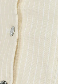 Beige Pin Stripe Print Gilet Top met Knopen