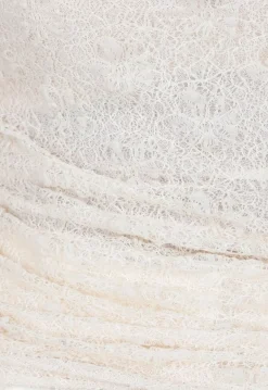 Beige See Through Kanten Top met Gedrappeerd Effect
