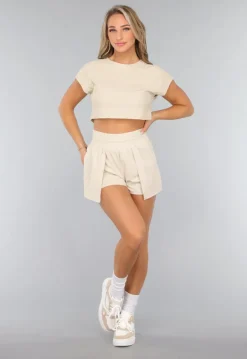 Beige Sportshort met Binnenbroekje