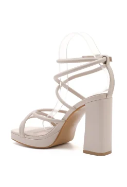 Beige Strappy Sandaletten met Blokhak