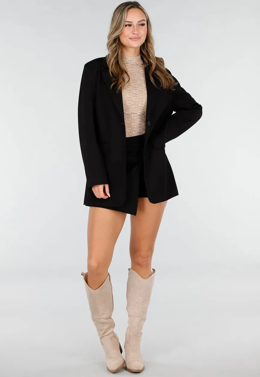 Beige Suède Look Cowboylaarzen met Hak