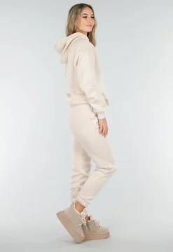 Beige Suède Sneakers met Warme Voering en Plateauzool