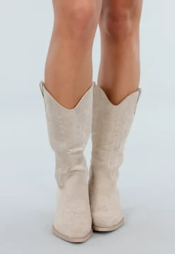 Beige Suede Cowboylaarzen