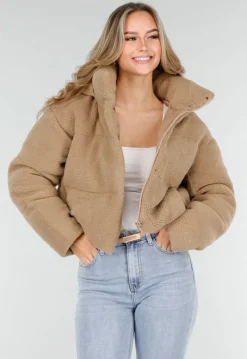 Beige Teddy Jas met Afneembare Capuchon