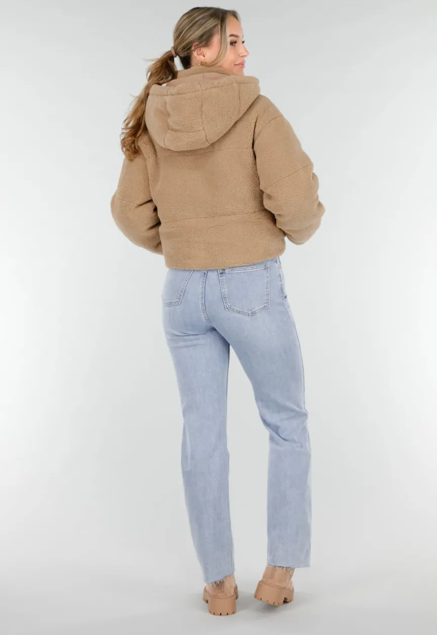 Beige Teddy Jas met Afneembare Capuchon