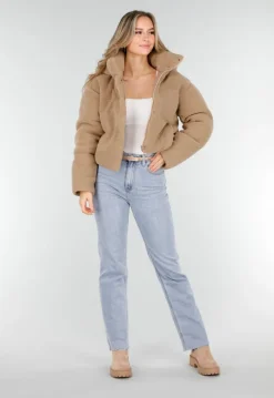 Beige Teddy Jas met Afneembare Capuchon