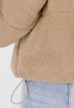 Beige Teddy Jas met Afneembare Capuchon