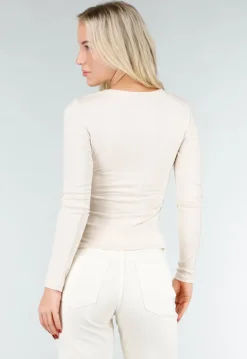 Beige Top met Cut Out Detail en Stretch