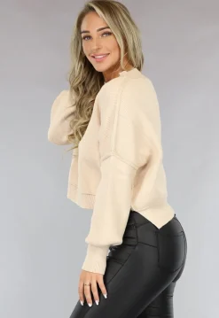 Beige Trui met Zichtbare Naden