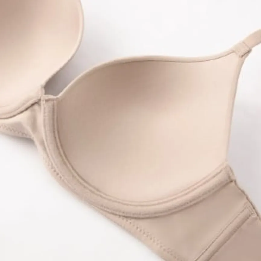 Beige T-Shirt BH met Kruisbare Bandjes
