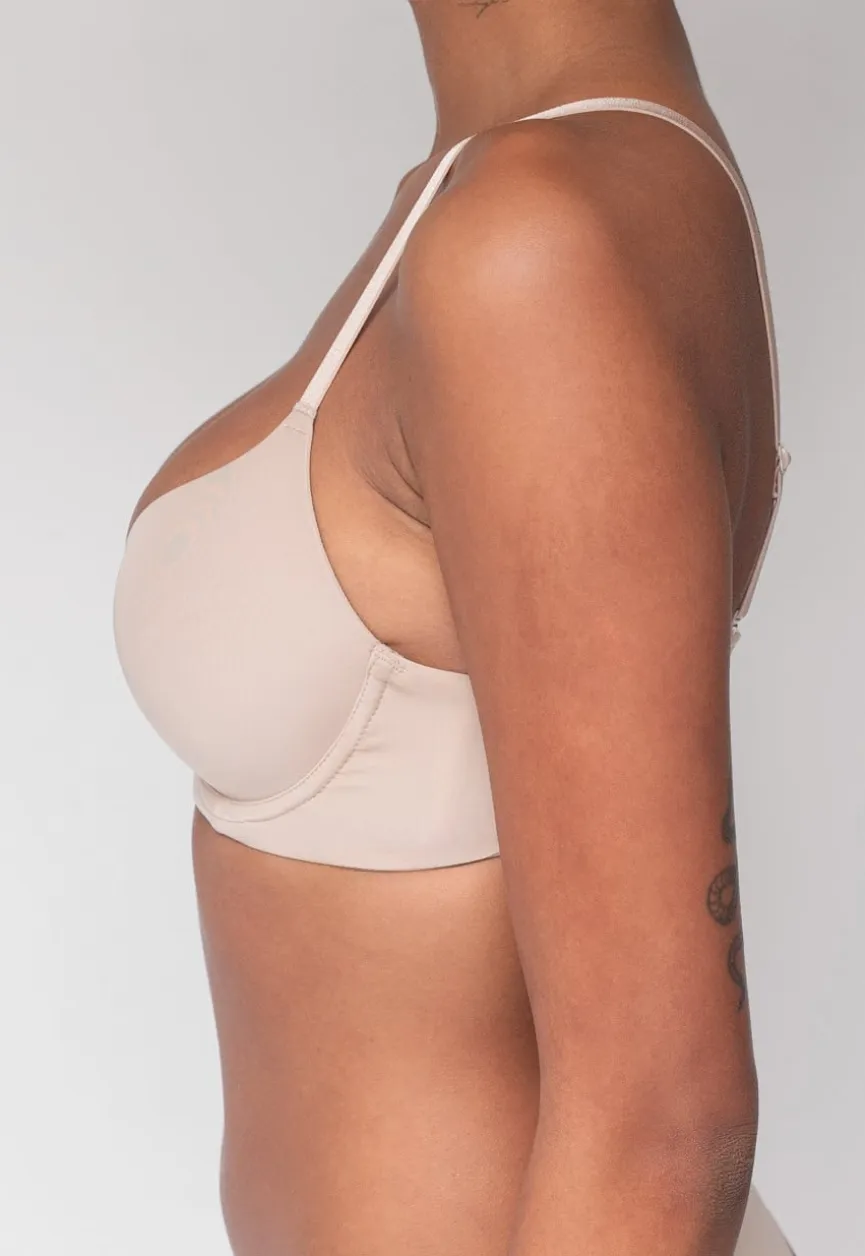 Beige T-Shirt BH met Kruisbare Bandjes