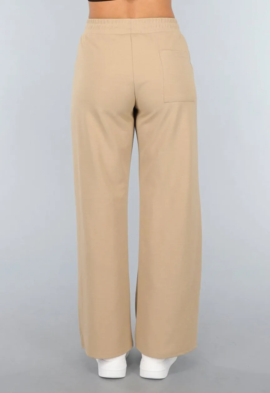 Beige Wide Leg Joggingbroek