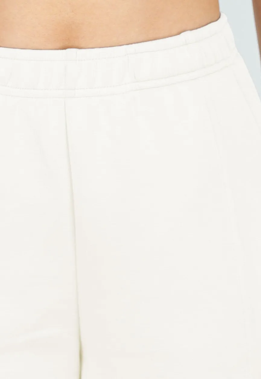 Beige Wide Leg Joggingbroek met Elastische Taille en Stretch