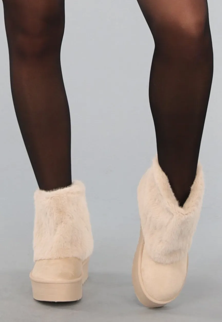 Beige Zachte Overslag Laarsjes