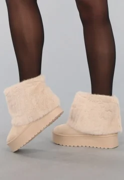 Beige Zachte Overslag Laarsjes