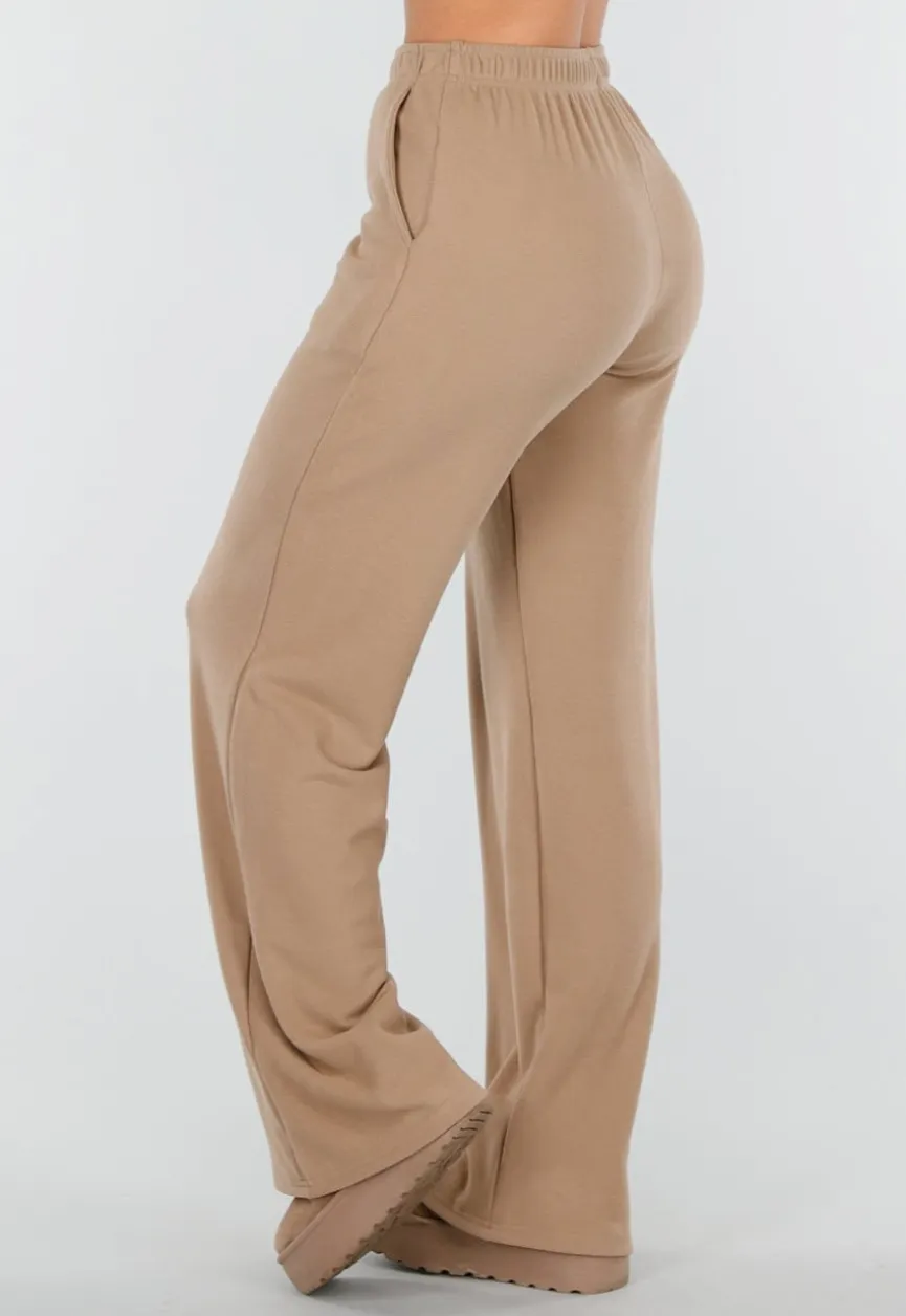Beige Zachte Stretch Broek met Rechte Pijpen