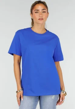 Blauw Basic T-Shirt met Ronde Hals en Korte Mouwen
