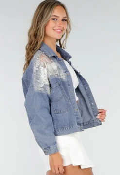 Blauw Denim Jasje met Glitter Details