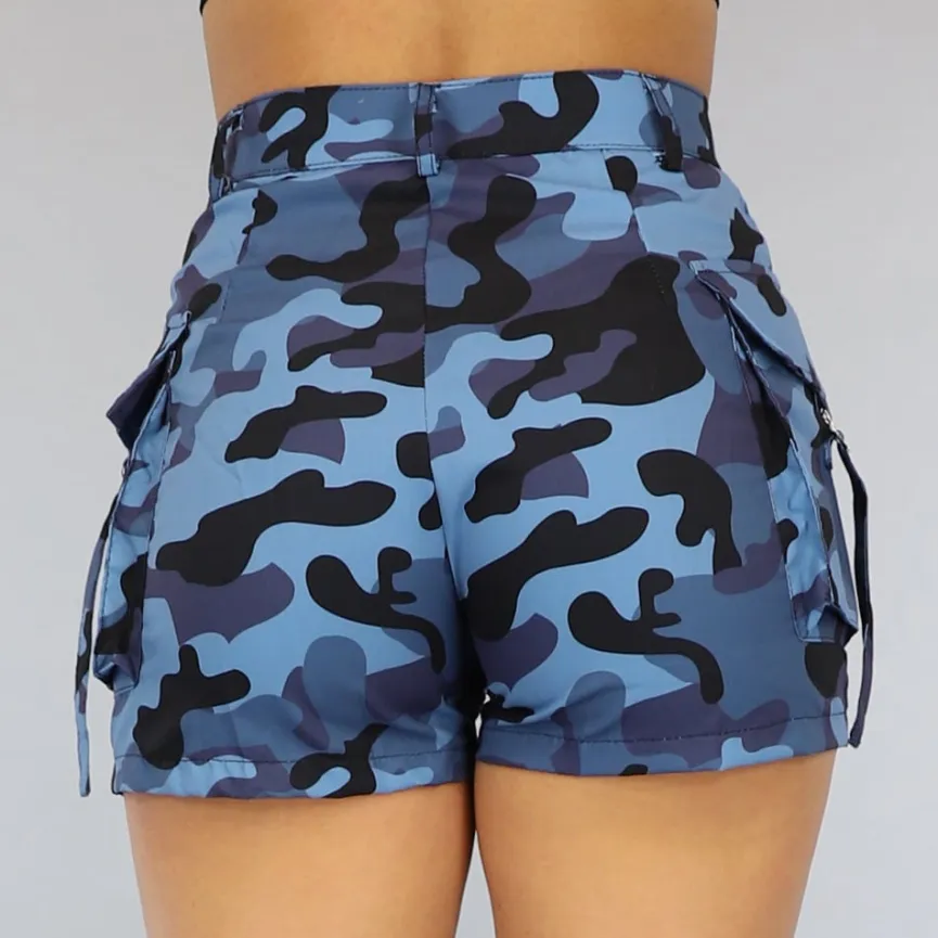 Blauwe Camouflage Cargo Short