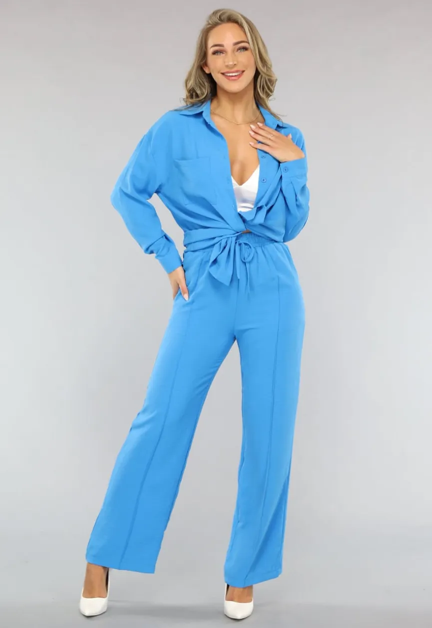 Blauwe Co Ord Set met Blouse