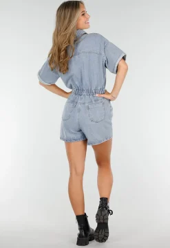 Blauwe Denim Playsuit met Stretch Taille